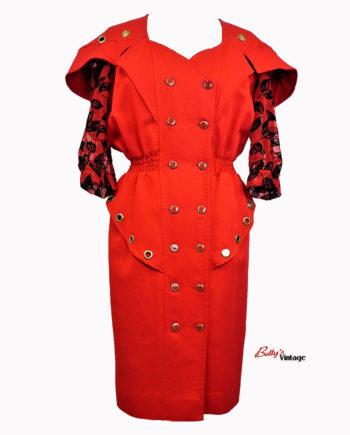 robe vintage 1980 rouge et noire , vintage véritable