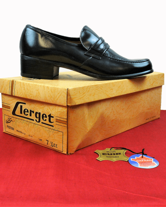 mocassin vintage noir clerget