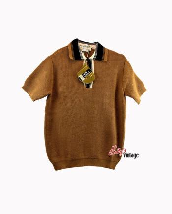 polo-vintage-1960-neuf-marron-made-in-france-