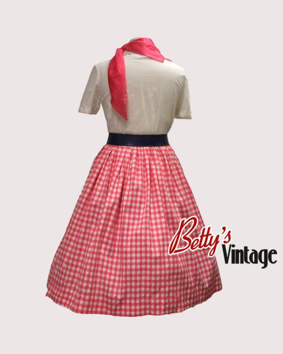 Jupe vintage vichy rose 1960&rsquo;s dos betty 3
