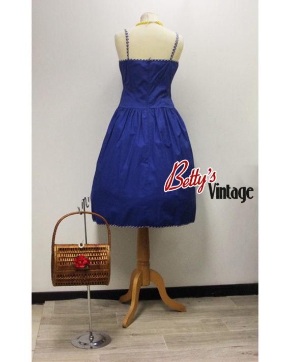 Robe vintage 1960&rsquo;s vichy bleu Dos Betty