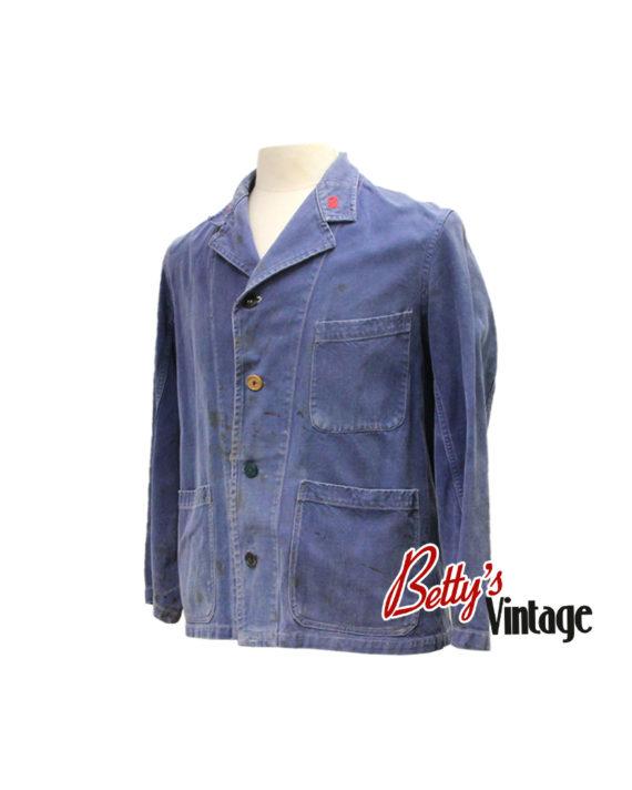 Veste en jean délavé avec taches 3quart