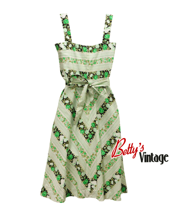 robe vintage 1970 à bretelle verte