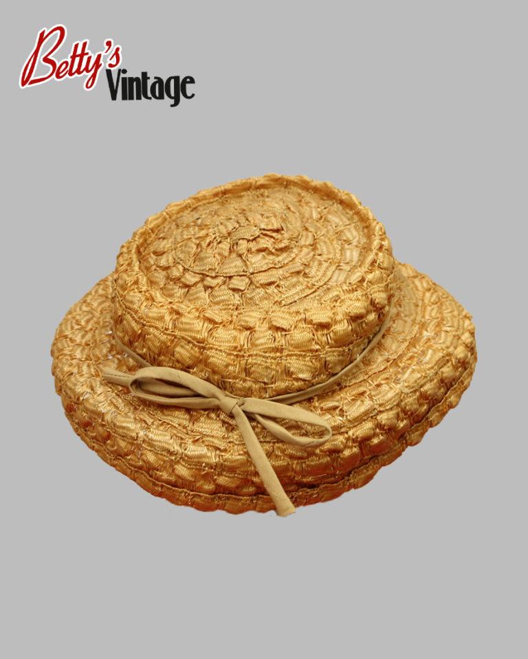 Chapeau En Paille Cloche Femme Vintage Années 1950 - Taille S - Occasion