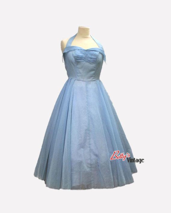 robe-vintage-1950–cocktail-bleu-pin-up