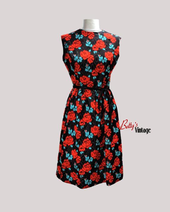 robe-vintage-1960-fleur-rouge