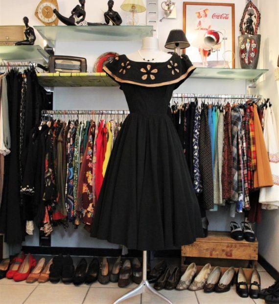 robe vintage de soirée 1950 noire (1)