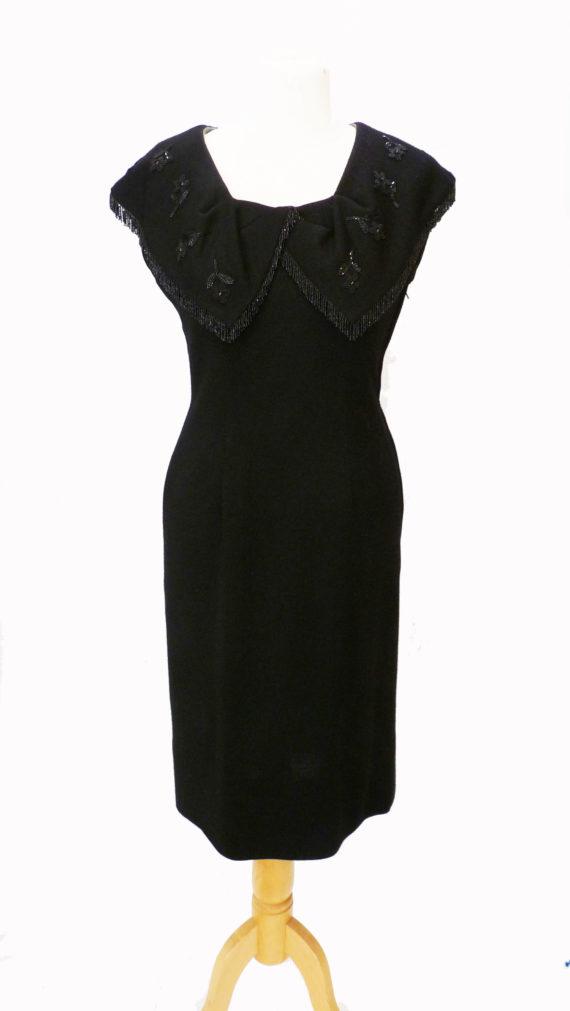 robe vintage 1920&rsquo;s 1930&rsquo;s noire en perle gatsby(4)