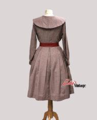robe-vintage-1950-à-carreaux-grise-et-rouge
