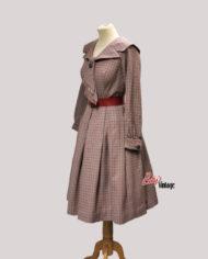 robe-vintage-1950-à-carreaux-grise-et-rouge-2