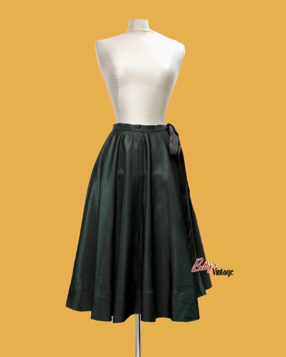 jupe-vintage-1950-vert-sapin-à-pois
