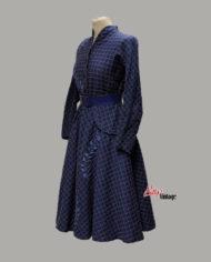 robe-vintage-1950-à-carreaux-bleu-et-rose-3-