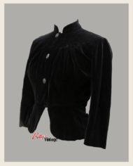 veste vintage 1930’s 1940’s en velours noir à basque 3
