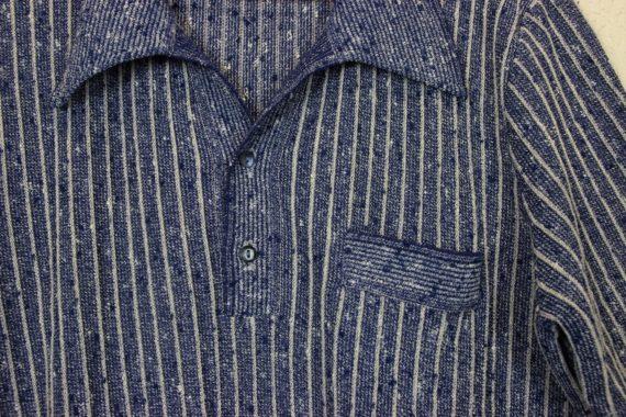polo homme vintage 1960 bleu moucheté(2)