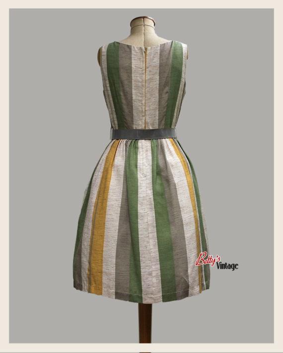 robe-vintage-1950&rsquo;s-à-rayure-2