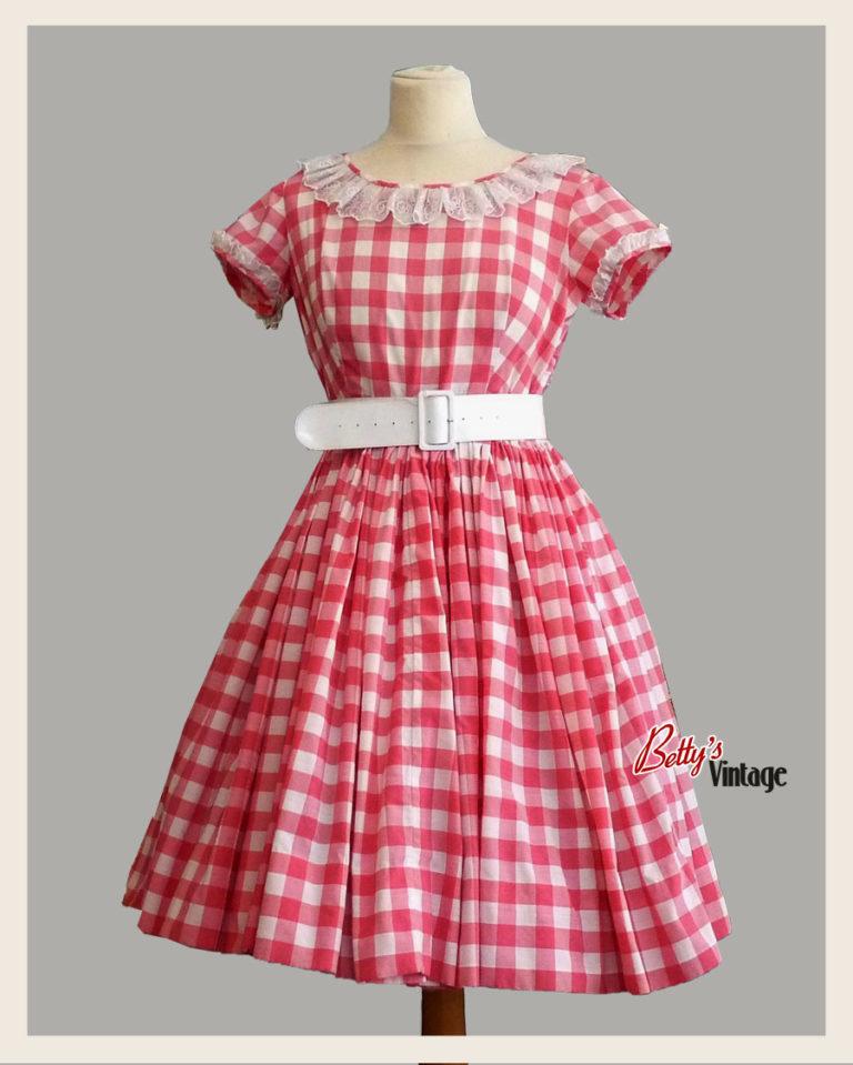 L' Incontournable Robe Vintage 1950's Vichy Rose - Betty's Vintage