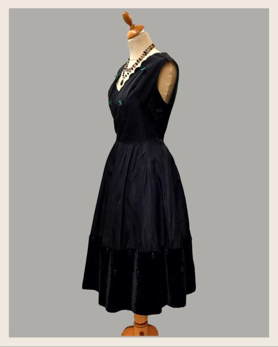 robe-vintage-50&rsquo;s-noire-taffetas-et-velours-4