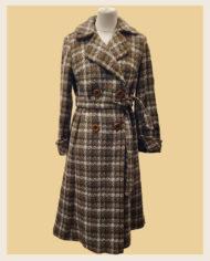 manteau-vintage-1960-à-carreaux-kaki-marron