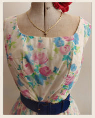 robe vintage 1950 fleurs pastels (1)