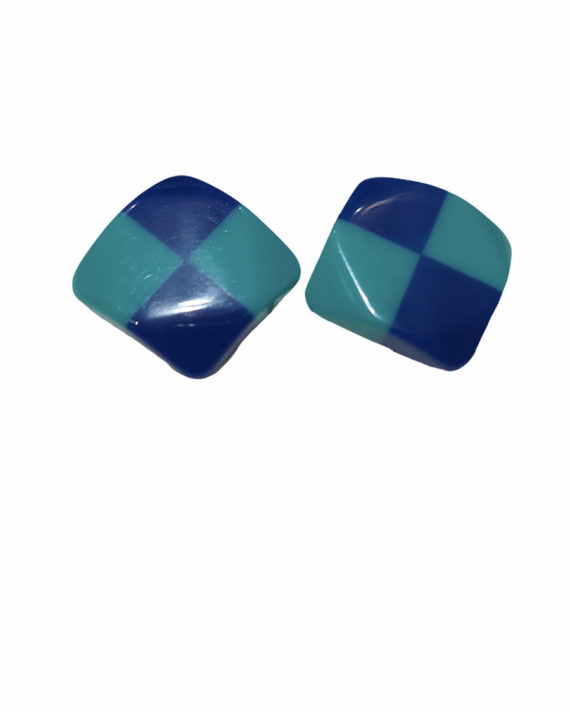 boucles-d&rsquo;oreille-fantaisie-vintagebleue-et-verte-bijoux motifs géométriques
