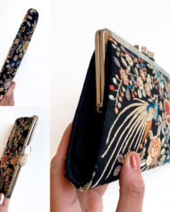 authentic 1920s vintage silk ebroidered clutch black and multicolered floral design (4)