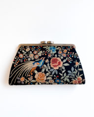authentic 1920s vintage silk ebroidered clutch black and multicolered floral design (6)