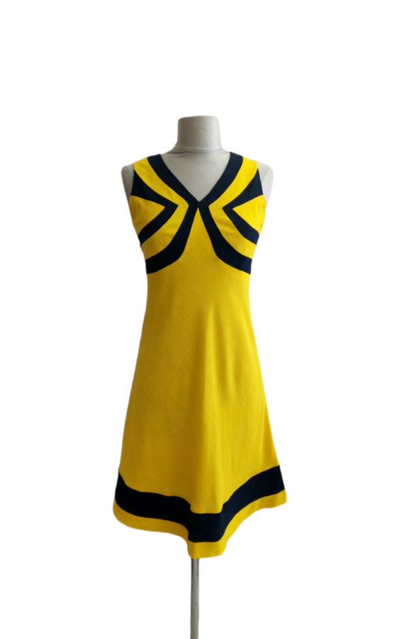 Ensemble vintage Robe boléro 1960 Jaunebleu marine style Courrèges