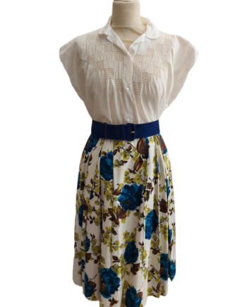 Jupe-vintage-plissée-1950-fleuri-skirt-50's-femme