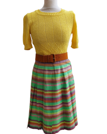 jupe-vintage-1960-neuve-rayures-skirt-coloré