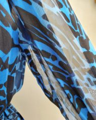 Robe longue 1970 bleu noir soie (1)