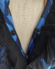 Robe longue 1970 bleu noir soie (5)