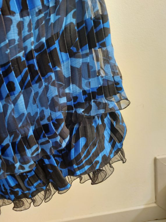 Robe longue 1970 bleu noir soie (7)