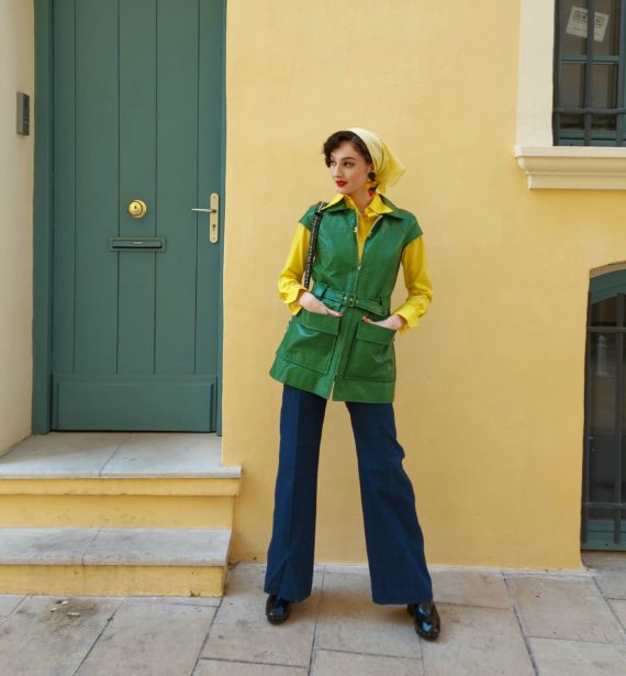 veste vintage courrèges pour femme verte