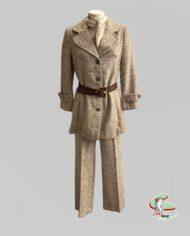 tailleur pantalon vintage 1970  beige en laine