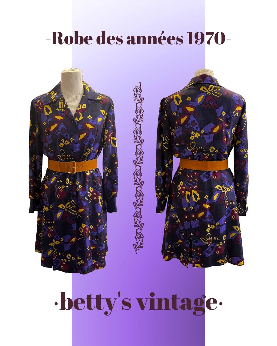 Robe-vintage-robe vintage-robe vintage 1960- robe vintage 1970- vintage dress- 1960's dress- 1970's dress- sixty dress- sixties dress- seventy dress- seventies dress- outfit 1960- outfit 1970-friperie