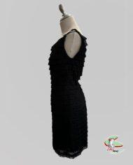 Robe noire vintage à frange 1960