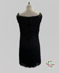 Robe noire vintage à frange 1960