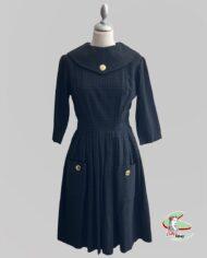 robe vintage 1950 à carreaux vert et bleu