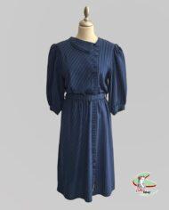 robe vintage 1970 bleue rayée