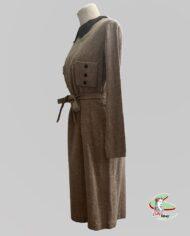 robe vintage 1950 marron moucheté