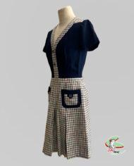 robe vintage 1960 bleu et beige à carreau