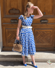 robe bleu 1950 vintage à pois 1950