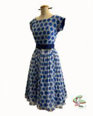robe vintage 1950 polka à pois bleue (2)
