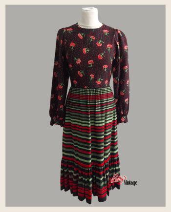 Robe- robe vintage - robe retro - robe 1970- robe 1970 Lanvin- robe fleurie-robe rayure- dress- vintage dress- retro dress- 1970's dress- robe lanvin-robe haute couture-