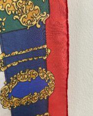 Foulard-Caille de Séville bordure-rouge,-bleu,-blanc-dore