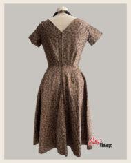 robe en coton marron vintage rétro de 1950
