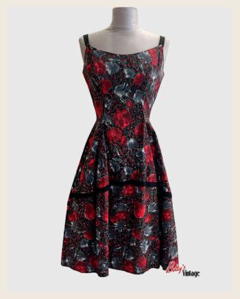 robe- robe retro- robe vintage- robe 1950- robe à bretelles- robe en coton- robe tacheté - robe aux nuances sombres- dress- retro dress- vintage dress- 1950's dress- robe faite main- hand made dress